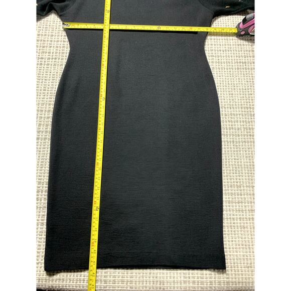 Vintage Marshall Fields Private Collection Womens S Black Fitted Wool Dress - Picture 6 of 6
